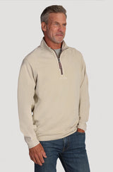 True Grit Cashmere Heather Fleece 1/4 Zip Raglan Pullover in Pebble