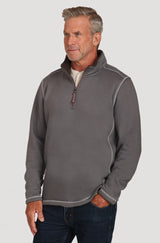 True Grit Montana Shearling Fleece 1/4 Zip pullover in Charcoal