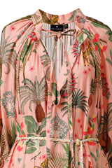 Emily Lovelock Elina Print Midi Dress Rose Pink