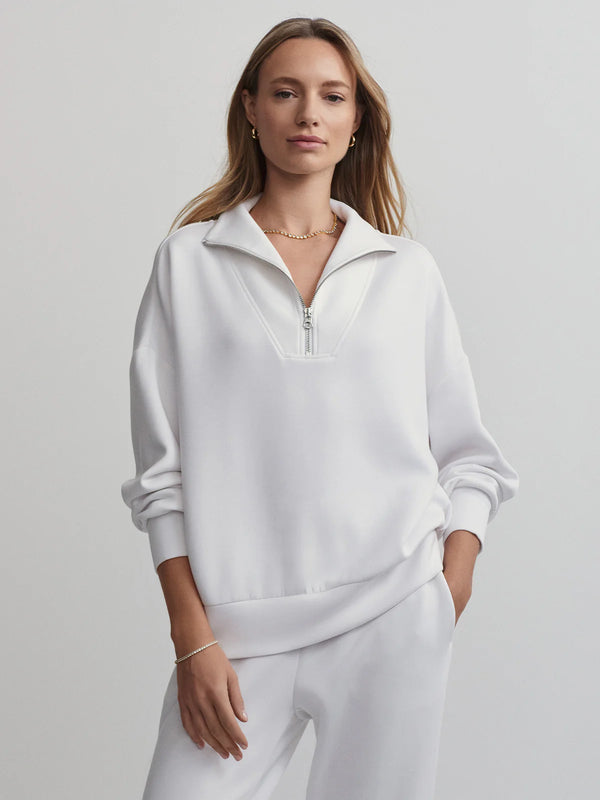 Varley Hawley Half-Zip Sweatshirt White