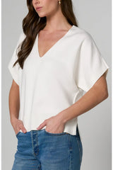 Liverpool V-Neck Dolman Sleeve Popover Whipped Cream