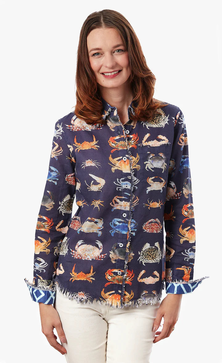 Dizzy Lizzy Cape Cod Tunic Navy Crab Print