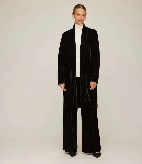 Karen Kane Velvet Wide-Leg Pants Black