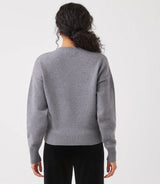 Karen Kane Equestrian Jacquard Crewneck Sweater Gray