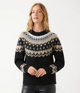 Karen Kane Jacquard Crewneck Sweater Black