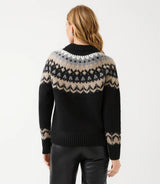 Karen Kane Jacquard Crewneck Sweater Black