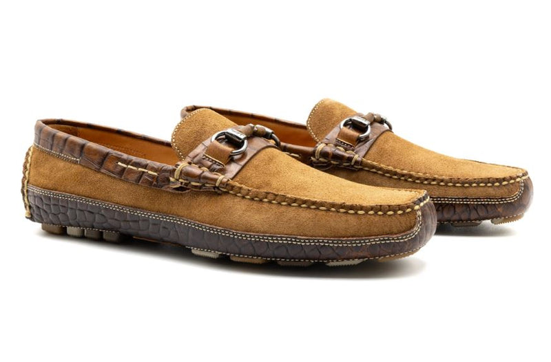 Martin Dingman Monte Carlo Suede Horse Bit Loafer in French Roast