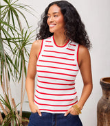 Karen Kane Ribbed Stripe Sweater Tank Red