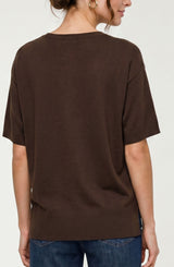Liverpool Short Sleeve V-Neck Sweater Java