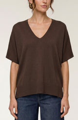 Liverpool Short Sleeve V-Neck Sweater Java
