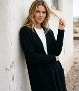 Karen Kane Long Open Front Cardigan Sweater Black