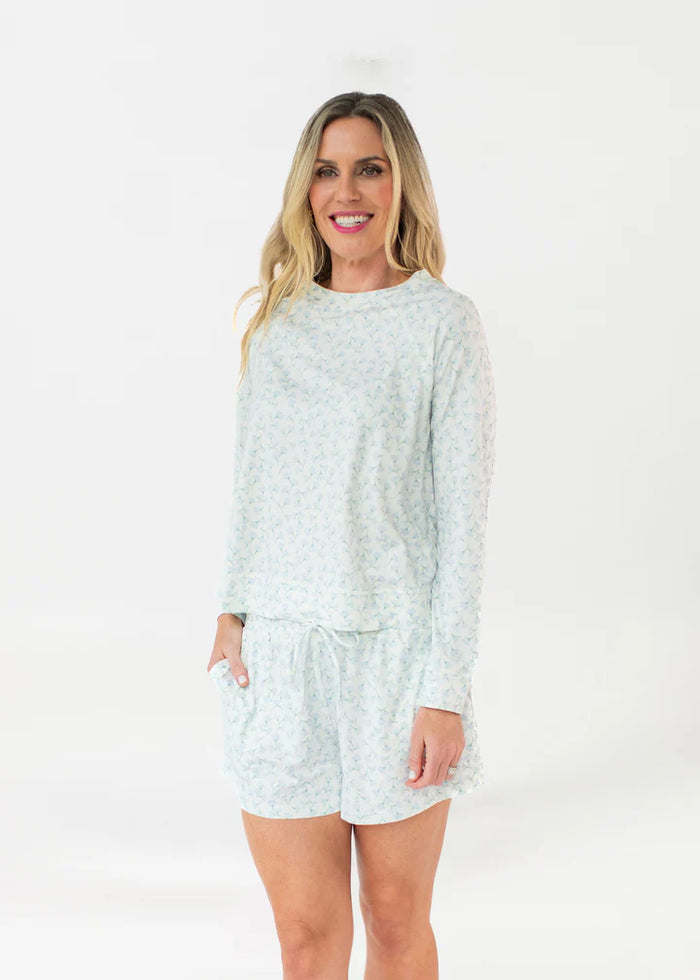 Mary Square Women's Annie Shorts Set | Petal Dance Blue | L Mary Square Women's Annie Shorts Set | Petal Dance Blue | L
