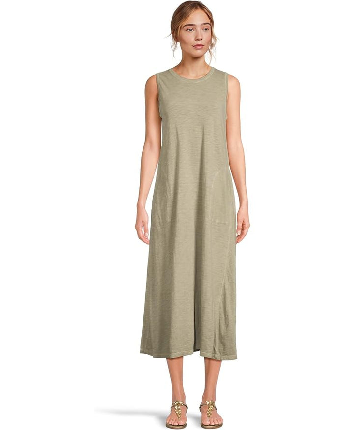 Elliott Lauren Enzyme Wash, Sleeveless Maxi Dress with Pockets Women's Dress Thyme : XS, Cotton