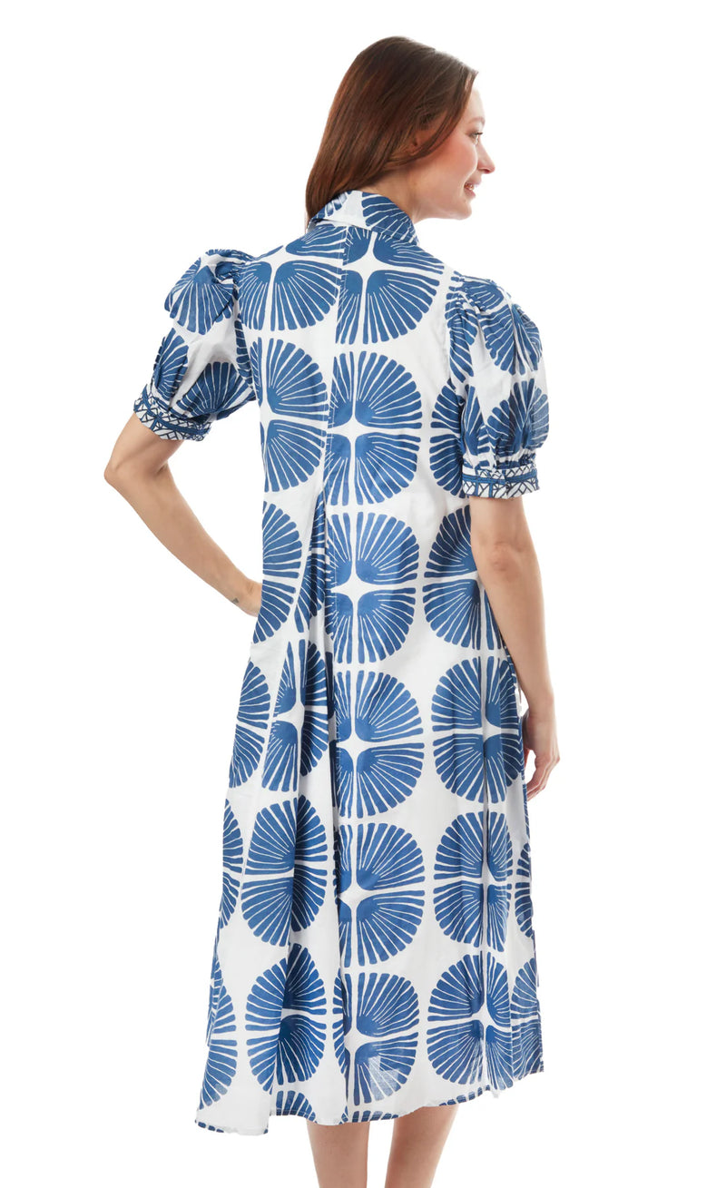 Dizzy Lizzie Montauk Dress Navy/White Palm Fronds