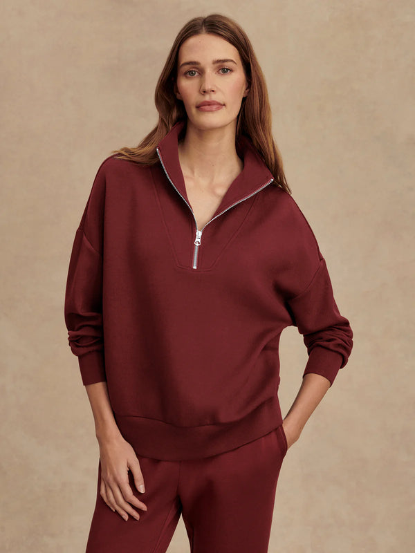 Varley Hawley Half-Zip Sweatshirt New Maroon