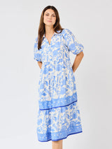 Mary Square Eloise Dress Porcelain Vines Blue