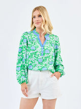 Mary Square Gianna Top Daisy Chain Green
