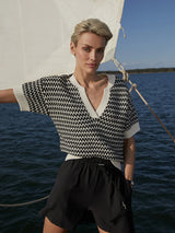 Varley Dora Knit Top Soft White/Black