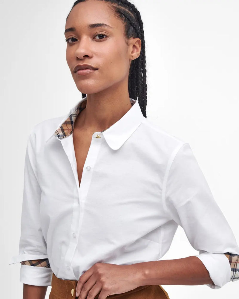 Barbour Lavender Tailored Long-Sleeved Shirt White Hessian Tartan