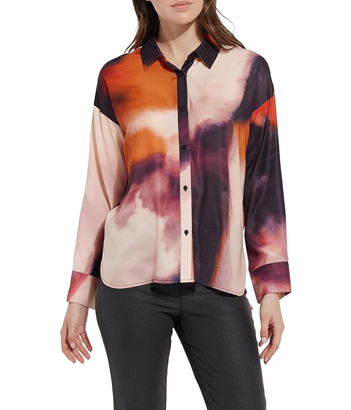 Lysse Printed Stitched Satin Shirt Experimental