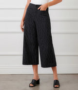 Karen Kane Stripe Cropped Wide Leg Pant Black