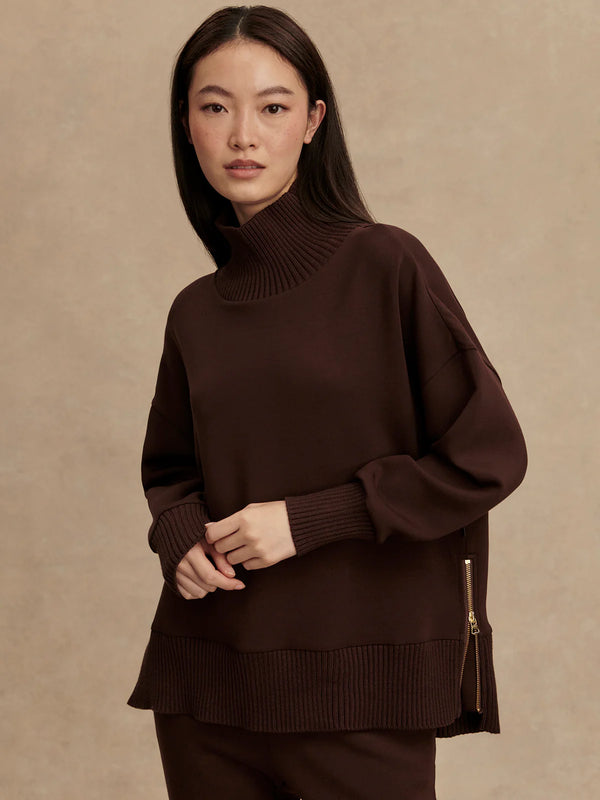 Varley Barker High Neck Sweatshirt Coffee Bean