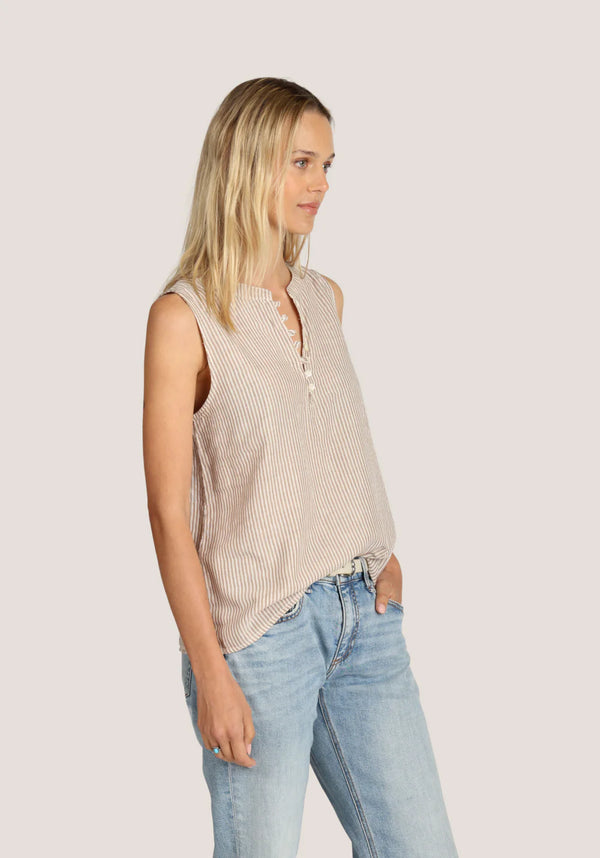 Dylan A-Line Sleeveless Top Driftwood Deep White