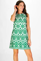 Duffield Lane Caroline Dress Emerald Vine Embroidery