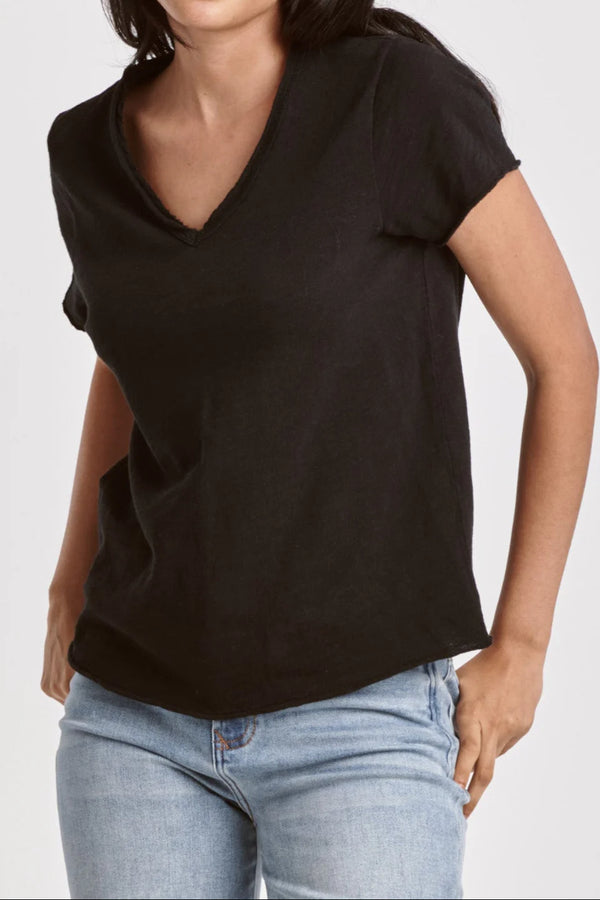 Dear John Vanya Short Sleeve Slub Tee Black