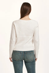Dear John Giovanna Crew Neck Long Sleeve Top Ivory