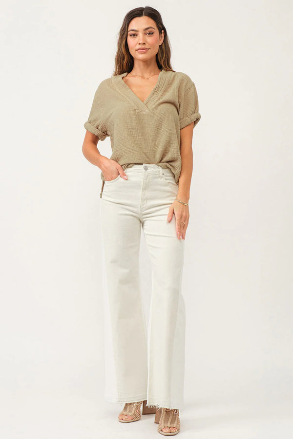Dear John Fiona Mid Rise Wide Leg Jean Wheat