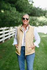 Pearly Vines Maggie May Quilted Vest Khaki