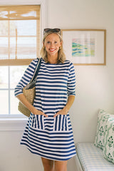Duffield Lane Anniversary Bloomfield Dress Royal Navy Stripe
