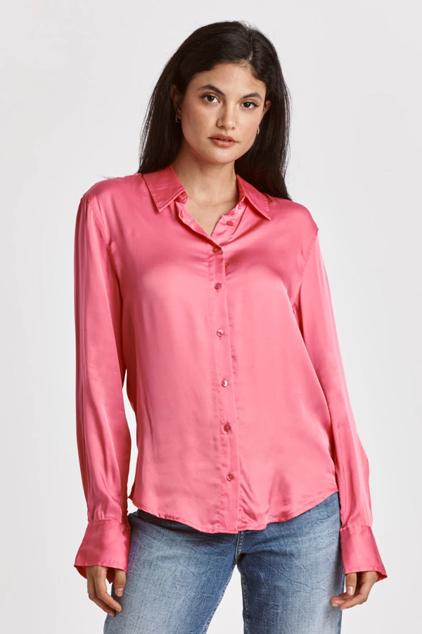 Dear John Gaia Button Down Shirt Pink Cyclamen