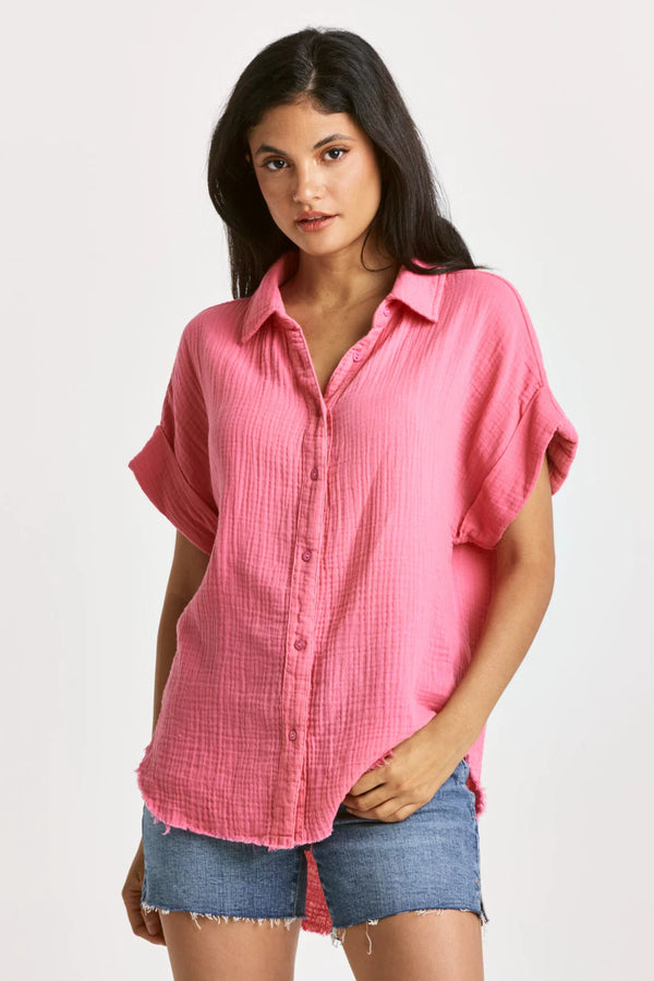 Dear John Lorelei Button Front Shirt Pink Cyclamen