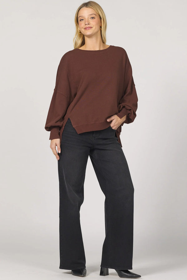 Dear John Trenton Crew Neck Long Sleeve Sweatshirt Cappuccino