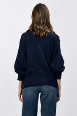 Dear John Trenton Crew Neck Long Sleeve Sweatshirt Black Iris