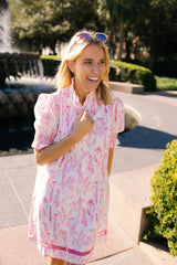 Duffield Lane Dallas Dress Pink Floral Toile