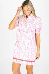Duffield Lane Dallas Dress Pink Floral Toile