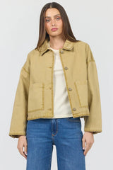 Dear John Sable Collared Jacket in Khaki