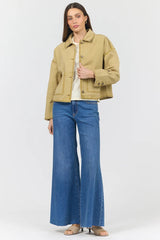 Dear John Sable Collared Jacket in Khaki