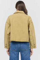 Dear John Sable Collared Jacket in Khaki