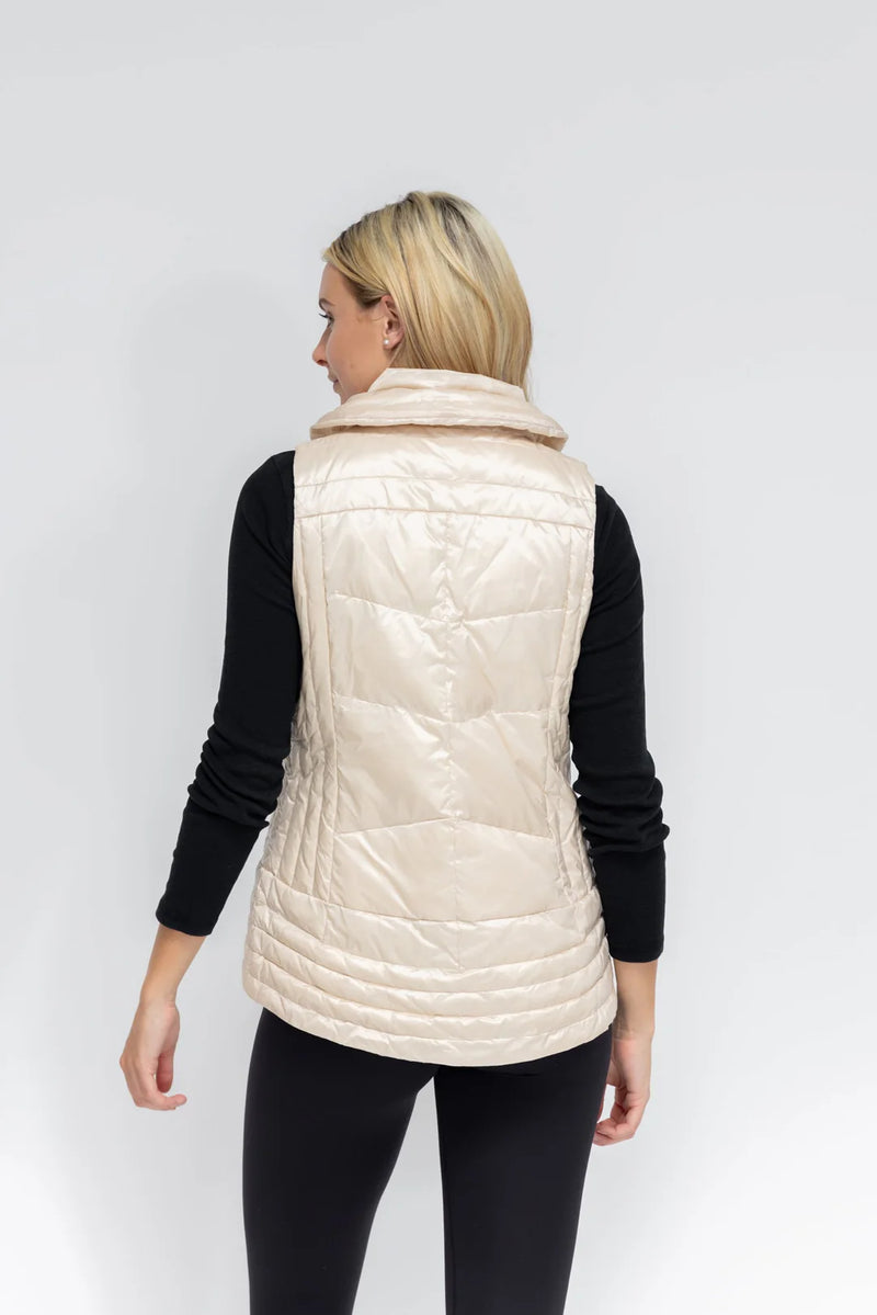 Anorak Metallic Quilted Vest Bone XS Bone