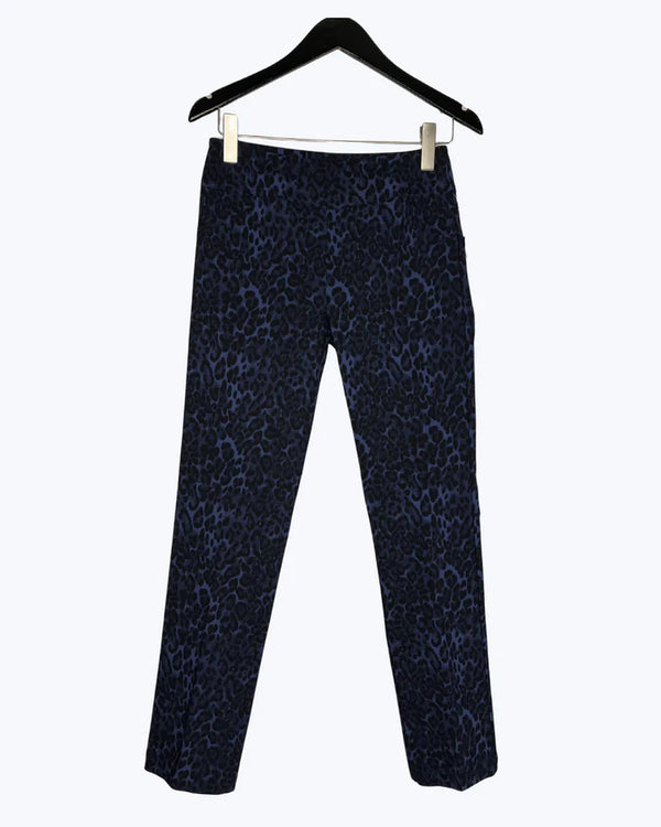 Elliott Lauren Animal Print Pull-On Pants with Pockets 19478 Navy