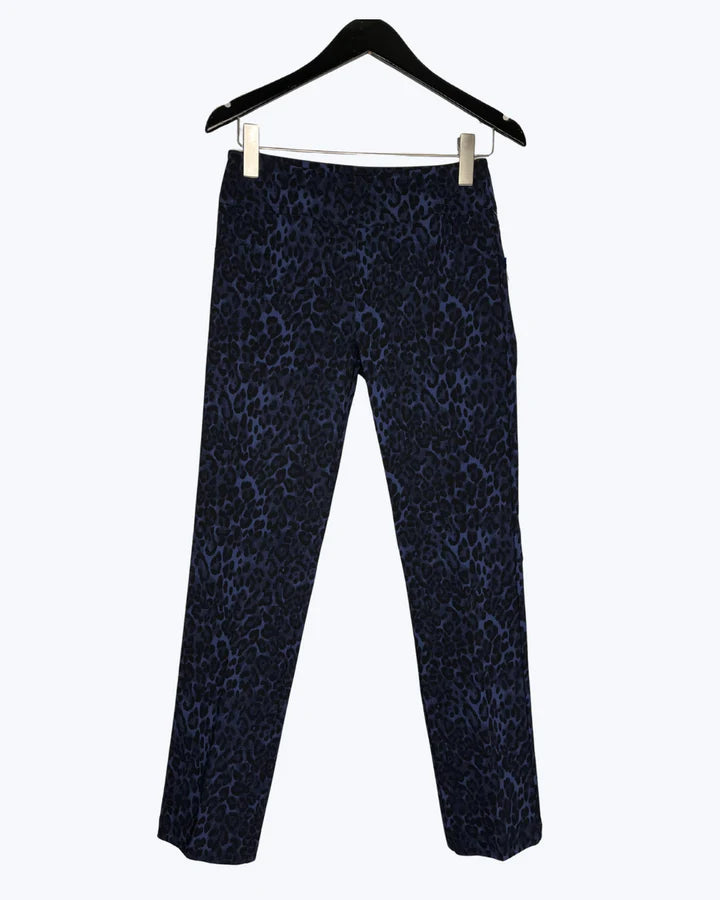 Elliott Lauren Animal Print Pull-On Pants with Pockets 19478 Navy