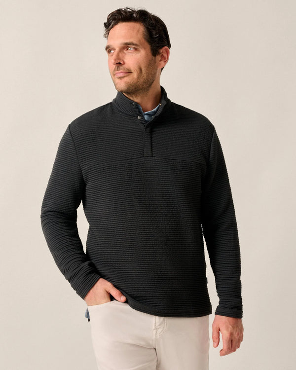 Johnnie-O Benjy Heathered Henley Pullover Heather Black