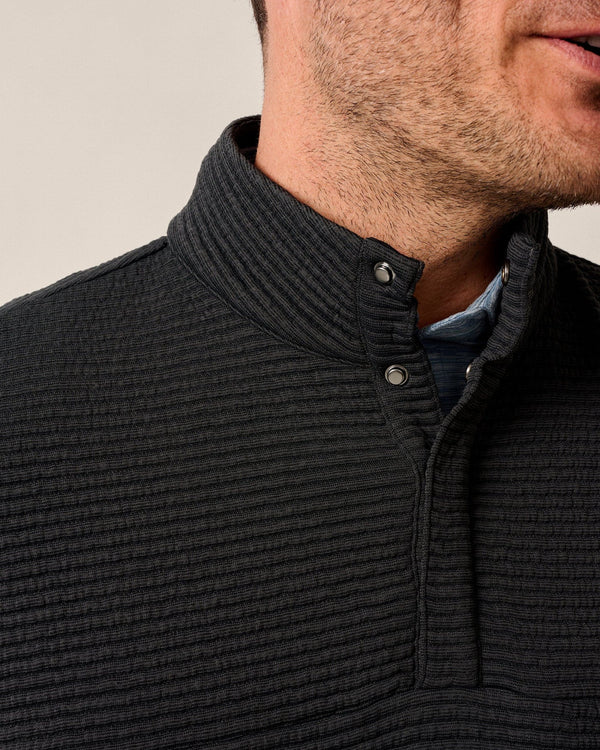 Johnnie-O Benjy Heathered Henley Pullover Heather Black