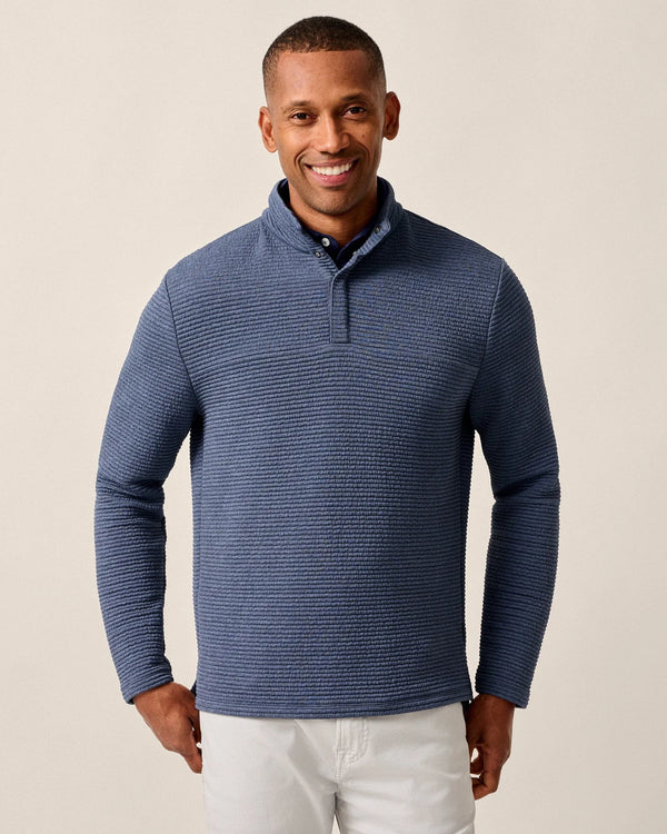 Johnnie-O Benjy Heathered Henley Pullover Navy