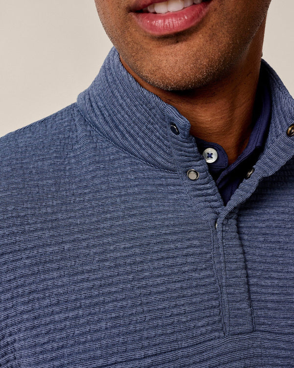Johnnie-O Benjy Heathered Henley Pullover Navy