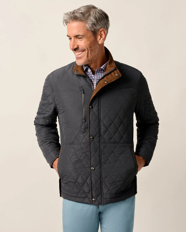 Johnnie-O Juno Quilted Snap Jacket Dark Gray